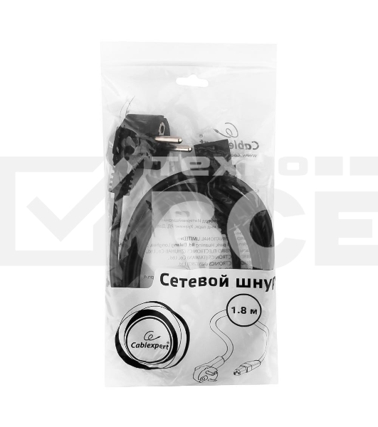 Кабель питания Cord Power Gembird/Cablexpert PC-186 / 1.8м, Schuko- C13, 6А, черный, с зазем.