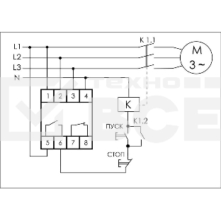 Реле контроля наличия и чередования фаз CKF-BR (монтаж на DIN-рейке 35мм; регулировка порога отключения; регулировка времени отключения; 3х400/230+N 2х8А 1Z 1R IP20) F&F EA04.002.003