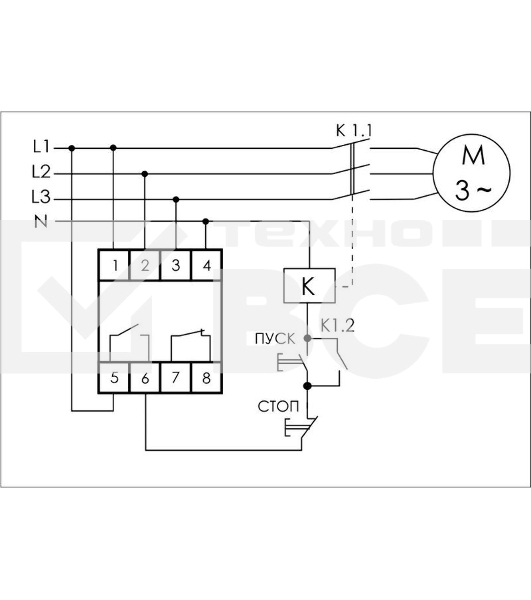 Реле контроля наличия и чередования фаз CKF-BR (монтаж на DIN-рейке 35мм; регулировка порога отключения; регулировка времени отключения; 3х400/230+N 2х8А 1Z 1R IP20) F&F EA04.002.003