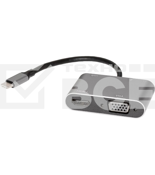 Адаптер USB Type-Cm-->VGA, HDMI 4k*30Hz, USB3.0, PD, Audio,iOpen (Aopen/Qust/VCOM)<ACU4511>