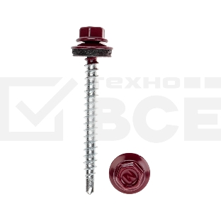 Саморез кровельный 4,8х50, окрашенный RAL 3005, короб (150 шт/уп) KRANZ