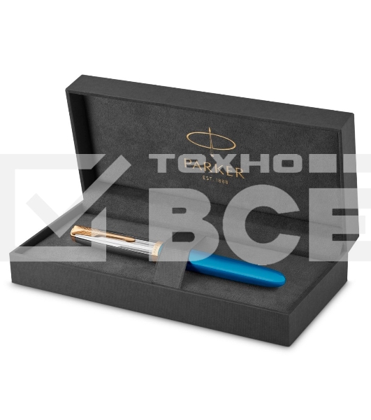 Ручка перьевая Parker 51 Premium (CW2169078) Turquoise GT F сталь нержавеющая подар.кор.