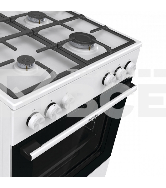 Газовая плита Gorenje GG6A11WF, белый, автоматический электроподжиг варочной поверхности и духовки, чугунные решетки