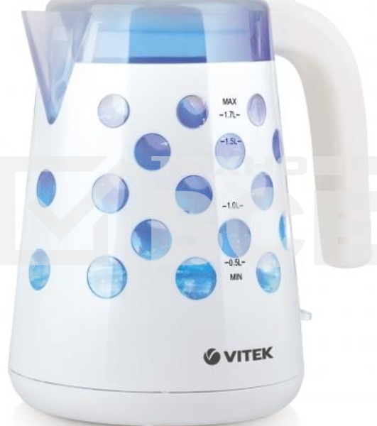Чайник Vitek VT-7048 W Мощность: 2200 Вт. Объем: 1,7 л. Материал корпуса: термостойкий пластик. Тип нагревательного элемента: скрытый. Блокировка включения без воды. Индикация включения. Индикатор уровня воды. Фильтр. Подсветка. Контроллер Strix. Декорати