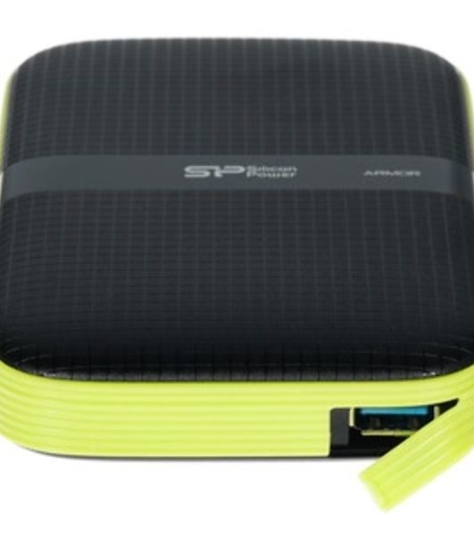 Внешний HDD 2.5' Silicon Power Armor A60, 1TB, USB 3.2 Gen 1 Type-A, 5400 rpm, черно-лаймовый
