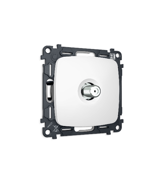 Комплект механизма TV розетки SAT 5-2400MHz 3.5dB OMEGA Белый матовый QUANT (OP1330, VM215) MO133050