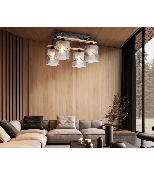 Светильник Ambrella light TR3033249/4 BK/WD черный/дерево E27/4 max 60W 340*340*245