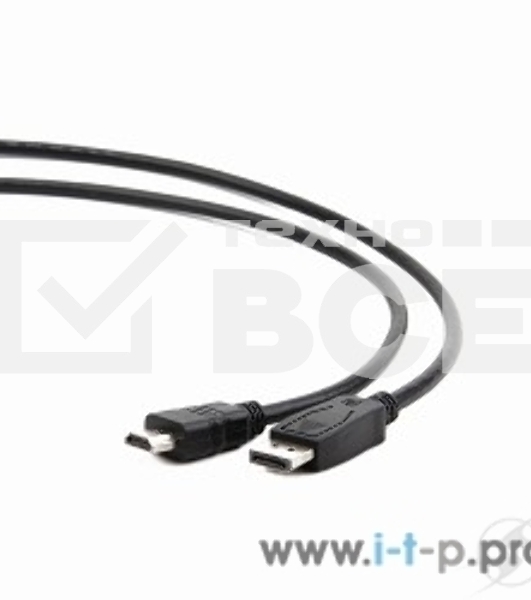 Кабель DisplayPort-HDMI Gembird/Cablexpert 1м, 20M/19M, черный, экран, пакет(CC-DP-HDMI-1M)