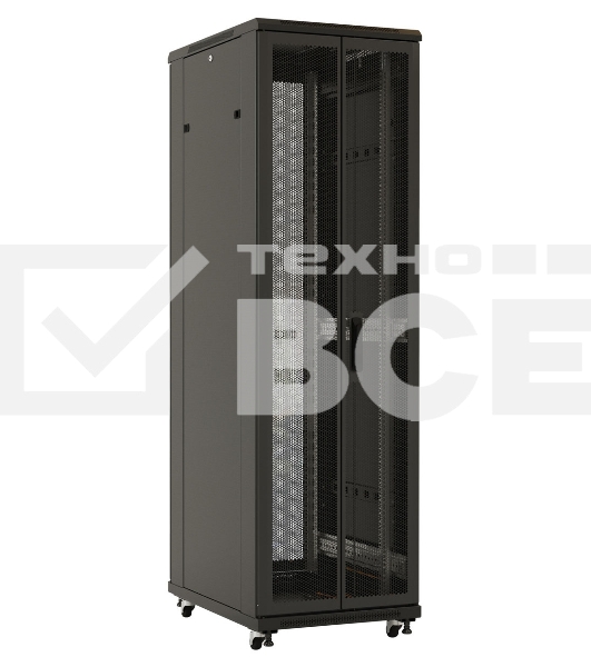 Шкаф серверный Hyperline (TTB-4266-DD-RAL9004) напольный 42U 600x600мм пер.дв.перфор.2ств. задн.дв.перфор.2-хст. 2 бок.пан. 800кг черный 510мм IP20 сталь