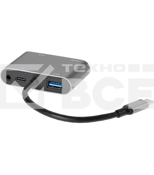 Адаптер USB Type-Cm-->VGA, HDMI 4k*30Hz, USB3.0, PD, Audio,iOpen (Aopen/Qust/VCOM)<ACU4511>