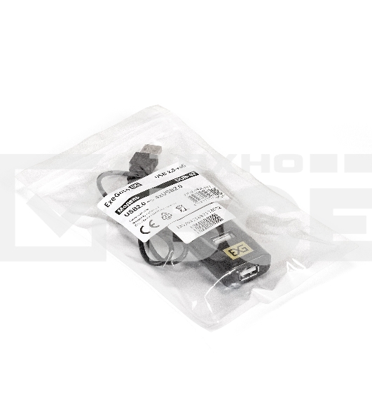 Хаб USB (концентратор) ExeGate EX293976RUS DUB-42 (кабель-адаптер USB2.0 --> 4xUSB2.0, Plug&Play, черный)
