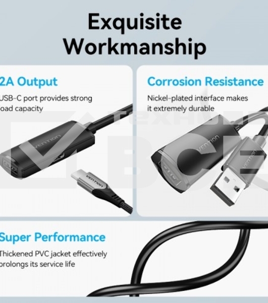 Активный кабель-удлинитель Vention USB 2.0 AM/AF с усилителем - 15м Черный