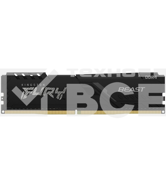 Оперативная память Kingston Fury Beast, DDR4, 8GB (1x8GB), 3600MHz, CL17, с радиатором, черны