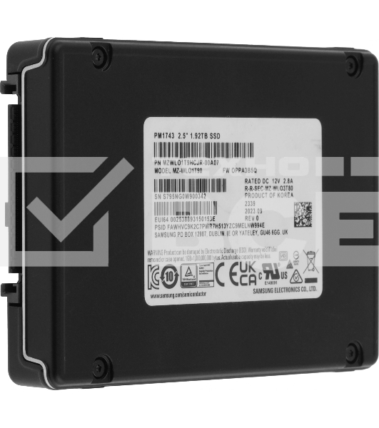 Накопитель SSD Samsung PM1743, 1.92Tb, U.3, PCIe 5.0 x4, NVMe, R/W 14000/3000