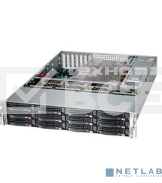 Корпус Supermicro CSE-826BAC4-R920LPB, 2U, 8 x SAS3 & 4 x hybrid NVMe 3.5 bays