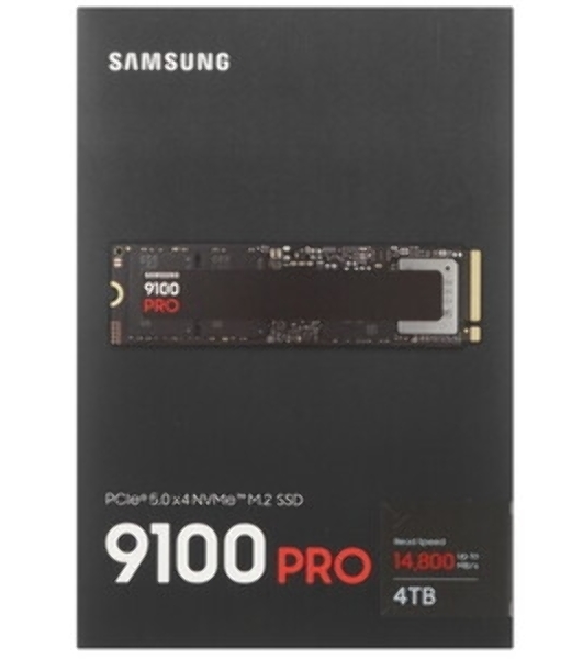 Накопитель SSD 4Tb Samsung 9100 PRO, M.2, PCI-E 5.0 x4, TLC 3D NAND R/W - 14800/13400 Mb/s