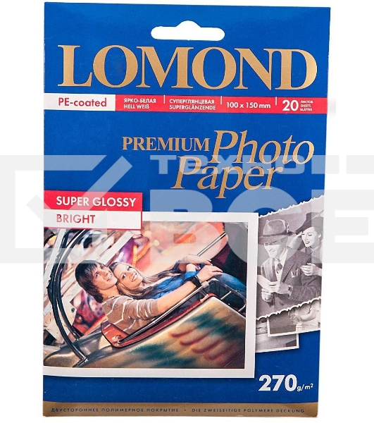 Фотобумага LOMOND 1106102 Одностороняя Суперглянцевая ярко-белая, 270г/м2, A6 (10х15 см), 20 листов, 5760dpi (Super Glossy Bright) микропористая фотобумага для струйной печати
