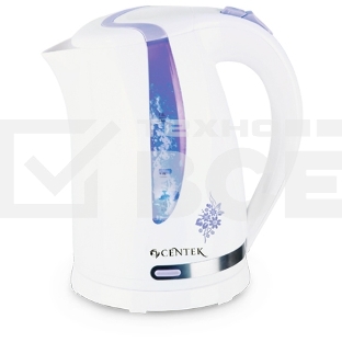 Чайник Centek CT-0040 White 1.8л, 2200Вт, открывание кнопкой, внутренняя подсветка