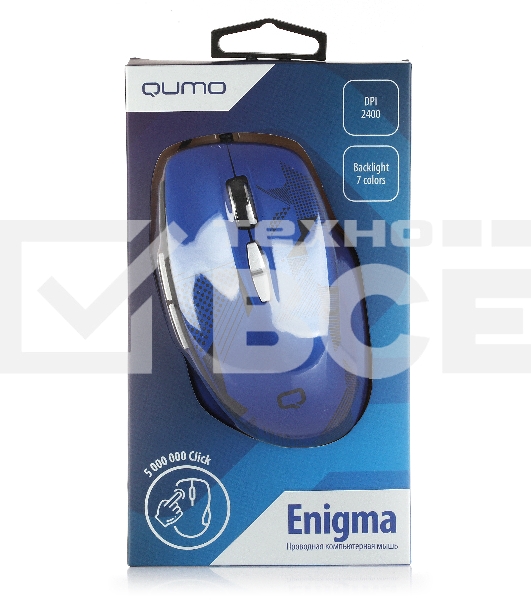 Мышь проводная Qumo Office Enigma M59 синий, 2400 dpi, USB, кнопки - 7