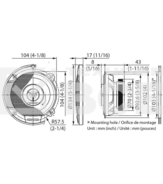 Колонки автомобильные Kenwood KFC-S1066 220Вт