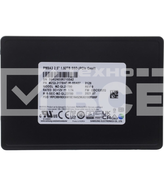 Накопитель SSD Samsung Enterprise, 1.92Tb, PCIe 3.1 x4, 2.5