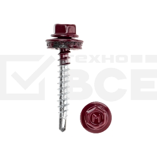 Саморез кровельный 4,8х35, окрашенный RAL 3005, короб (250 шт/уп) KRANZ