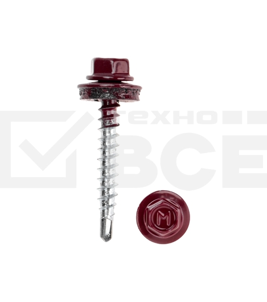 Саморез кровельный 4,8х35, окрашенный RAL 3005, короб (250 шт/уп) KRANZ