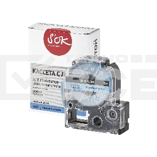 Кассета с лентой S'OK by Sakura Printing K4LBP для Epson, черный на синем, 12мм/8м