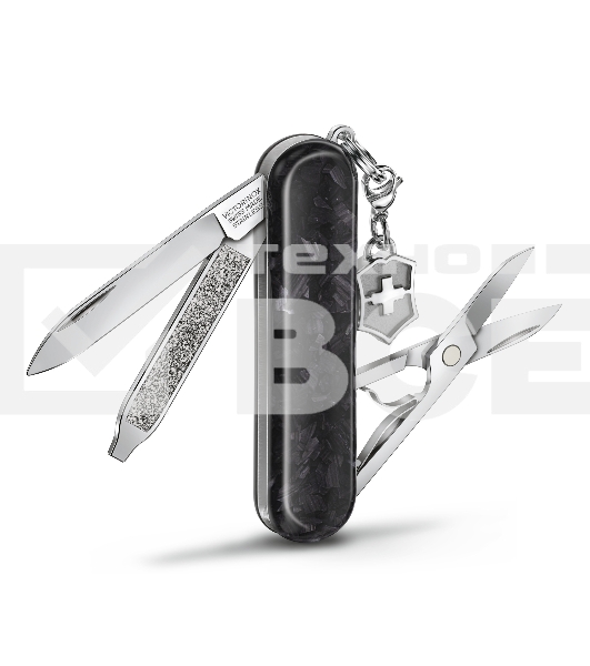 Нож перочинный Victorinox Classic Brilliant Carbon (0.6221.90) 58мм 5 функций черный/серебристый подар.коробка