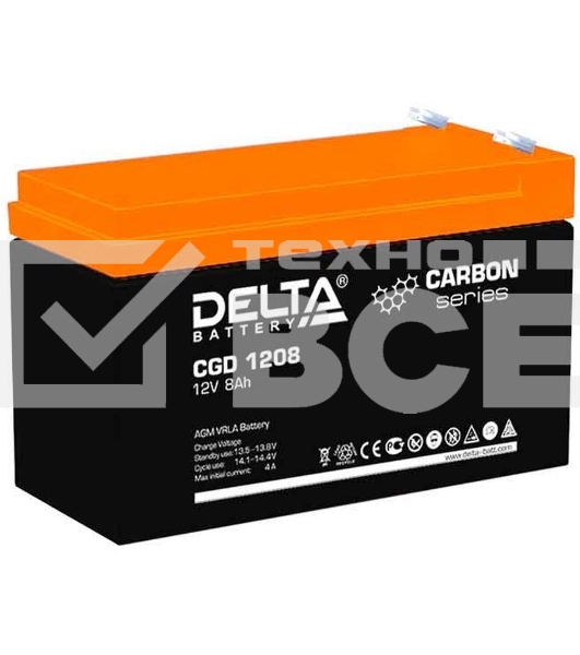 Аккумуляторная батарея Delta CGD 1208 напряжение 12В, емкость 8Ач (151x65x100mm)