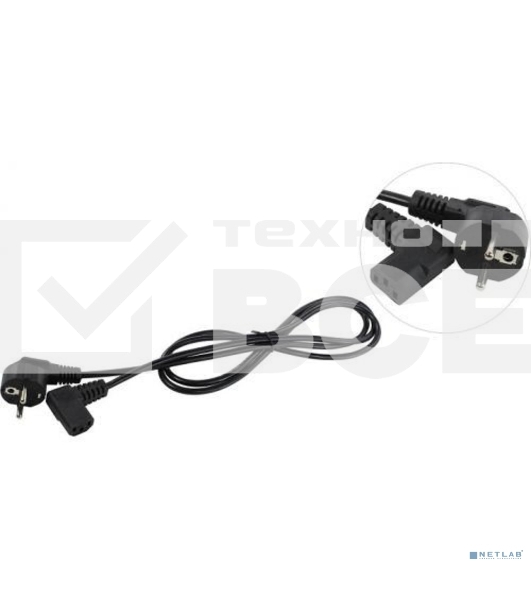 Кабель компьютер - розетка угловой 220V <1.8м> (Европейский стандарт) <TP021DA-1.8-BK>