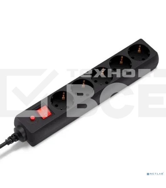 Сетевой фильтр Buro 500SH-1.8-UPS-B 1.8м (5 розеток) черный (коробка)