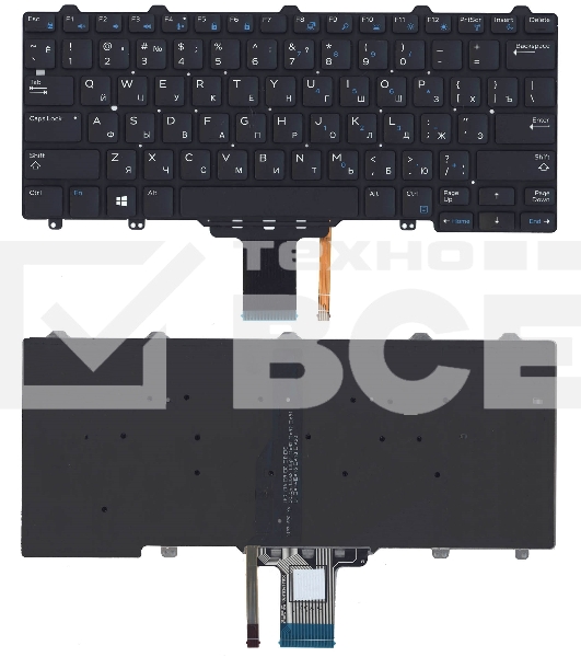 Клавиатура для ноутбука Dell Latitude E7250 E7270 черная без рамки с подсветкой