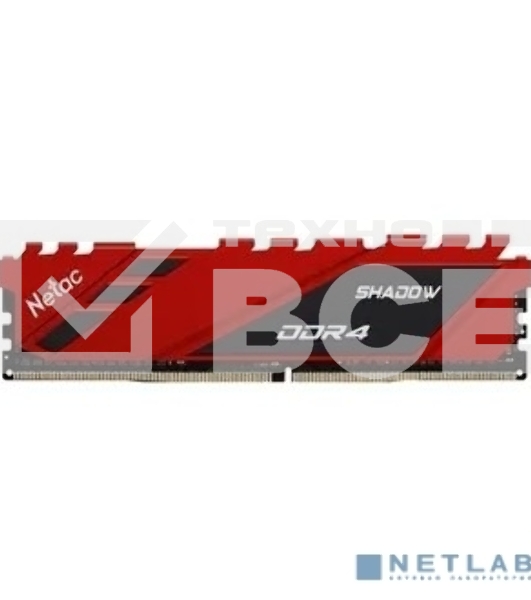 Оперативная память NETAC Shadow, DDR4, 16GB (1x16GB), 3200MHz, CL16, DIMM, с радиаторами, красный