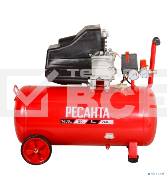 Компрессор поршневой Ресанта КП-50/300М масляный 300л/мин 50л 2000Вт красный/черный