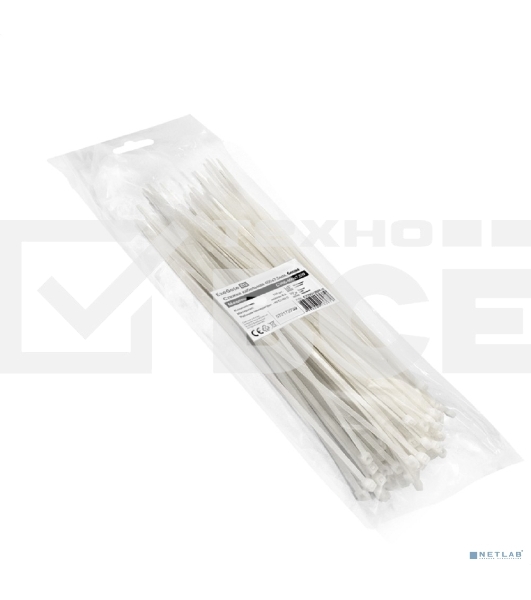 Стяжка (хомут) нейлоновая ExeGate EX293135RUS CV66-400x7.5W (нейлон 6.6, 400x7.5 мм, неоткрывающаяся, halogen free, -40°C - +85°C, белая, 100 шт)