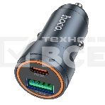 Автомобильное зарядное устройство Hoco, 30Вт, USB, Type-C, Z57A, металлический серый, коробка, фото4