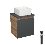 Тумба Bau Dream Blackwood 35 с ящиком, графит, раковина BAU Mini 24х24, выпуск клик клак, черный, фото3