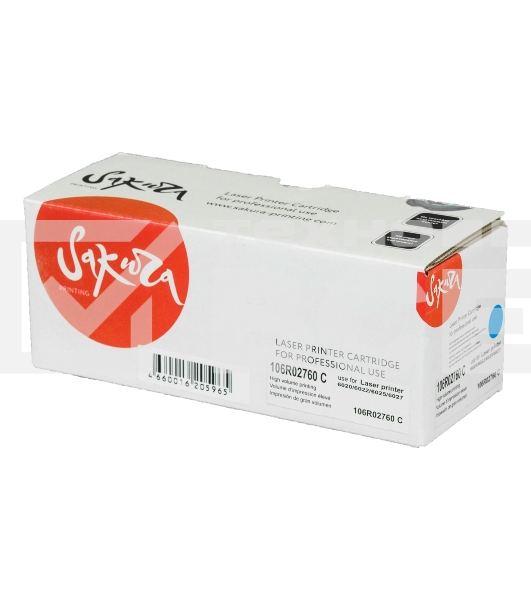 Картридж Sakura 106R02760 для Xerox WorkCentre 6027, WorkCentre 6025, Phaser 6022, Phaser 6020, синий, 1000 к.