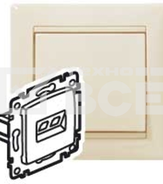 Розетка Legrand 774130 RJ45 Valena 1 выход Кат.5e UTP (слоновая кость) монтаж на захватах