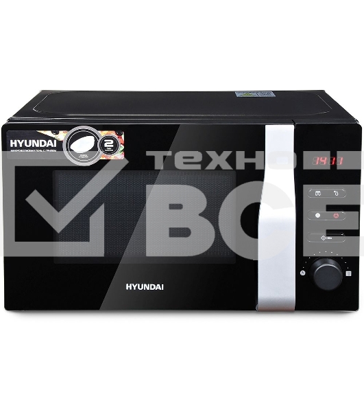 Микроволновая печь Hyundai HYM-M2061 черный, 20 л, 700 Вт, переключатели - поворотный механизм/кнопки