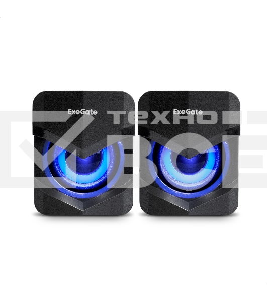 Акустическая система 2.0 ExeGate EX289685RUS Accord 200 (питание USB, 2х3Вт (6Вт RMS), 60-20000Гц,цвет черный, синяя подсветка)