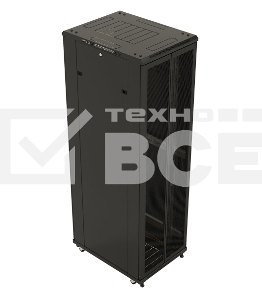 Шкаф серверный Hyperline (TTB-4266-DD-RAL9004) напольный 42U 600x600мм пер.дв.перфор.2ств. задн.дв.перфор.2-хст. 2 бок.пан. 800кг черный 510мм IP20 сталь