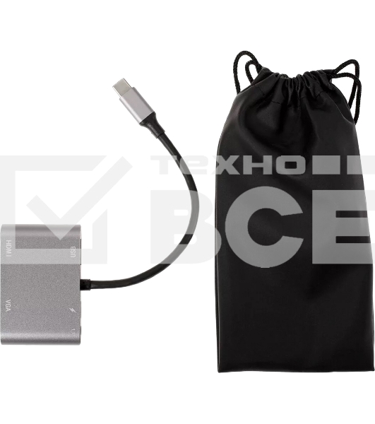 Адаптер USB Type-Cm-->VGA, HDMI 4k*30Hz, USB3.0, PD, Audio,iOpen (Aopen/Qust/VCOM)<ACU4511>
