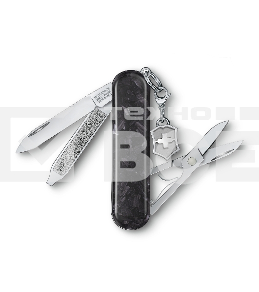 Нож перочинный Victorinox Classic Brilliant Carbon (0.6221.90) 58мм 5 функций черный/серебристый подар.коробка