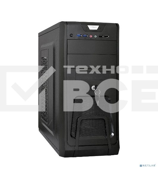 Компьютерный корпус Miditower ExeGate EX283215RUS CP-603UB Black, ATX, <CP350W, 80mm>, 2*USB+2*USB3.0, Audio, замок блокировки кнопки питания