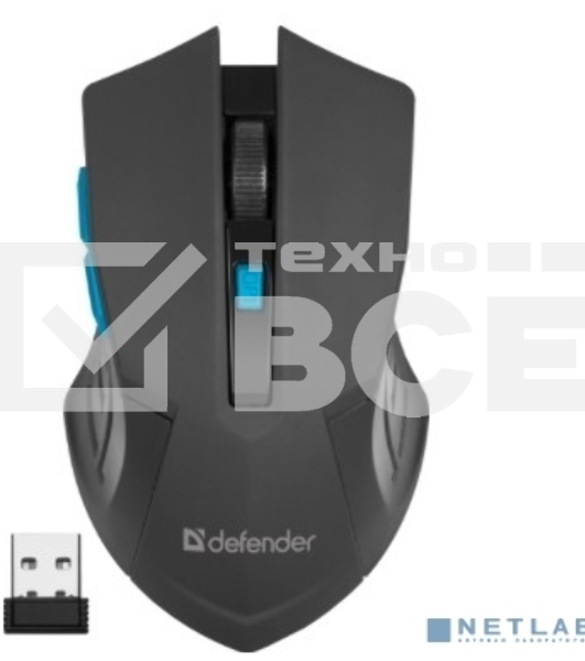 Мышь беспроводная Defender Accura MM-275 синий, 1600 dpi, радиоканал, USB, кнопки - 6