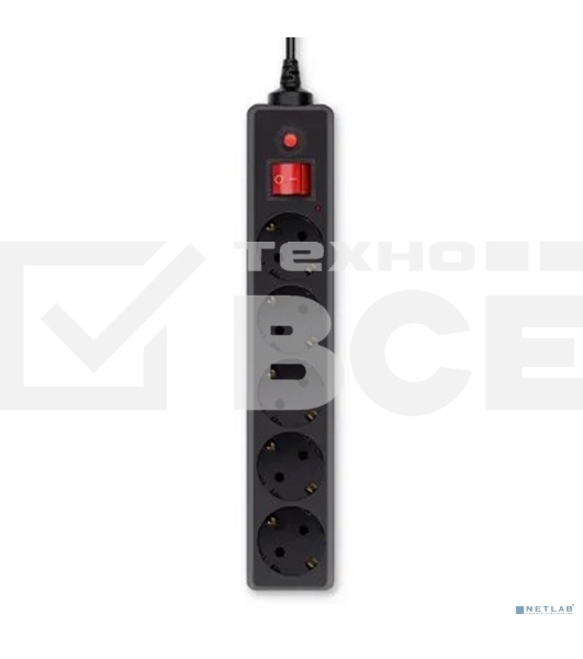 Сетевой фильтр Buro 500SH-1.8-UPS-B 1.8м (5 розеток) черный (коробка)