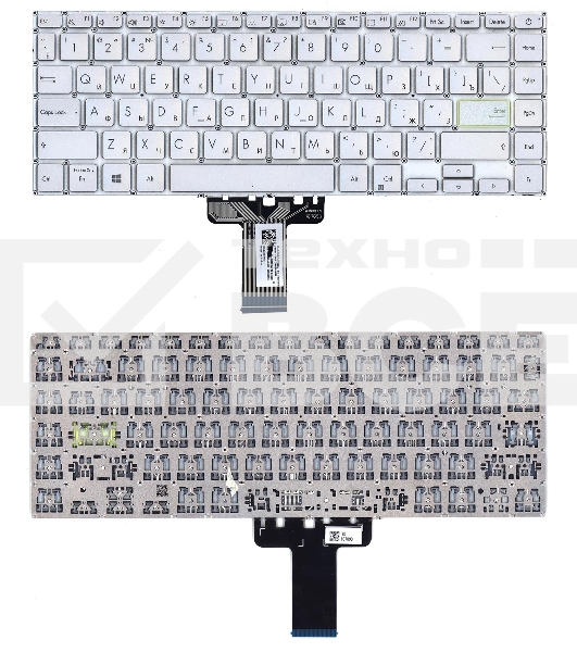 Клавиатура для ноутбука Asus K413JA серебристая с подсветкой