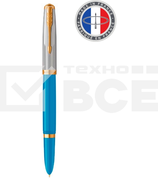 Ручка перьевая Parker 51 Premium (CW2169078) Turquoise GT F сталь нержавеющая подар.кор.